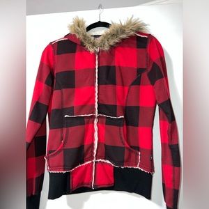 LA KITTY CHECKERED furry zip up